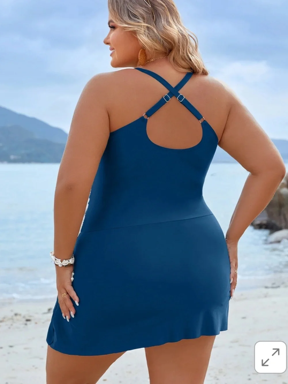 Blooming Jelly Plus Size XL Swim Dress Swimsuit One Piece Tummy Control Teal